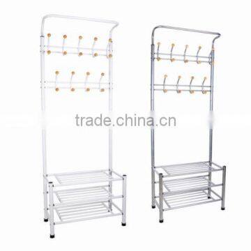 Metal Coat Shoes Storage Shelf Stand Hats Hanger Hook Clothes Rack