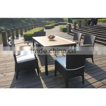 SFM3150818-05 Rattan Furniture Wholesale Glass Dining Table 6 Chairs Set