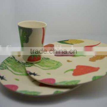 BSCI Audit Hot-sell Bamboo Fiber Print Dinner Set (BC-CS1009)