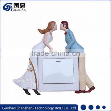 Wedding theme relief wall decor resin switch sticker for sale