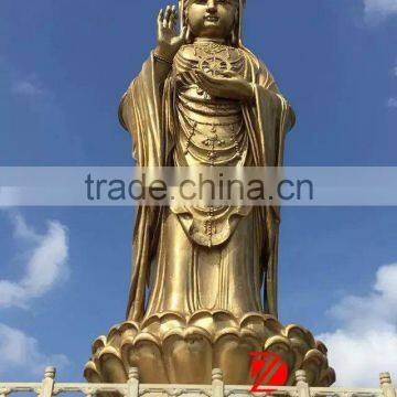 Metal brass large standing kuan yin statue for temple