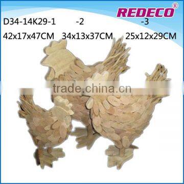 Custom made decorative wooden rooster figurines