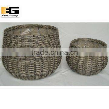 ball shape pe rattan woven planter with pvc linner