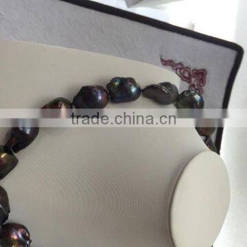 18-19 mm Black Baroque Freshwater Pearl Necklace photo-4