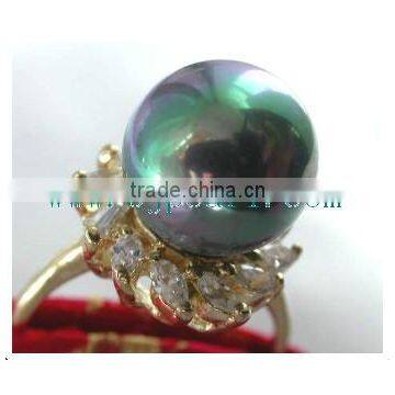 18K Gold Ring Diamond Ring and Seawater Pearl Ring photo-6