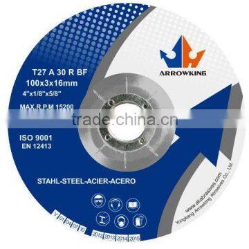 4'' 100x3x16mm T27-Reinforced Resin DC Grinding &Cutting Wheel for Metal