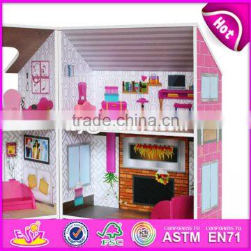 2017 Best Luxurious and Attractive Six Rooms Wooden Doll House Play for Kids W06A245 photo-2