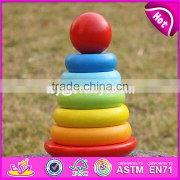 2017 New Design Colorful Rainbow Town Kids Wooden Stacking Rings Toy W13D136 photo-2