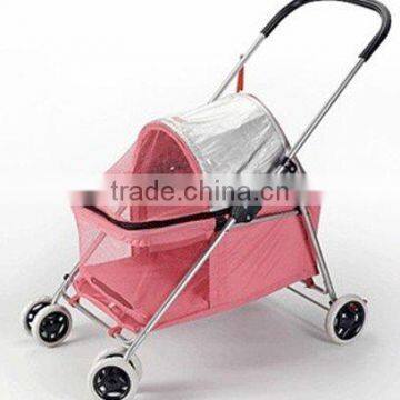 Basket-Style Portable Folding Pet Carrier Stroller