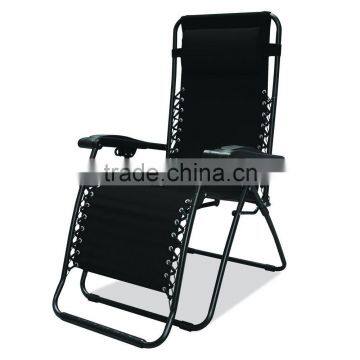 Durable Metal Black Folding Zero Gravity Chair Patio