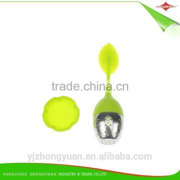 ZY-F1123 Silicone Tea Strainer Infuser Diffuser Filter With Leaf Lid,steel Ball,resting Plate photo-4