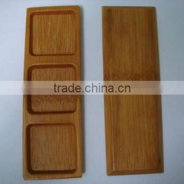 Natural Bamboo rectangular Triple Plate