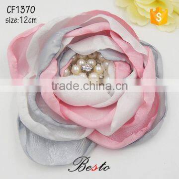 High quality wholesale mixed colors pearl rhinestone headband flower for baby