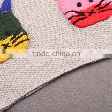 YAKUYIYI Girl Grey Short Sleeve Kitten Pocket Long Sweater photo-2