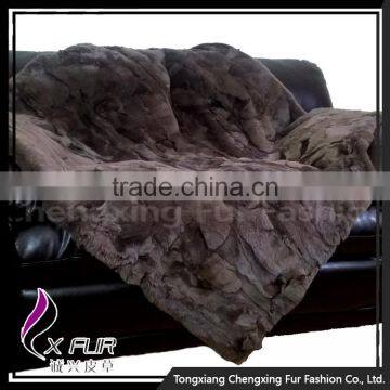 CX-D-66G Genuine Rex Rabbit Fur Natural Color Decorative Blanket Home Fur Rug photo-5