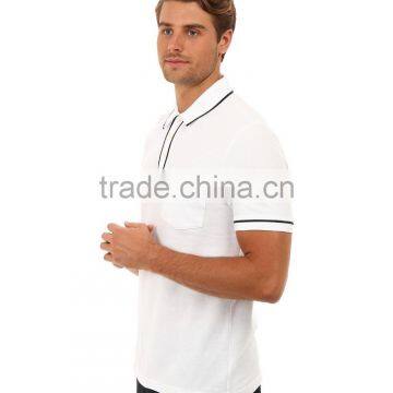 Fashion Shorts Mens Cut Sew Polo Shirts Plain White photo-2