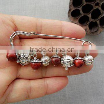 vintage style small charms brooch fashion ethnic beads charms brooch pins for sweater accessories