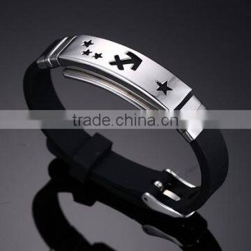 Fashion Mens Silicone Stainless Steel Bracelets Custom Own Logo Silicone Braceets for Promotional Gifts 2017 photo-2