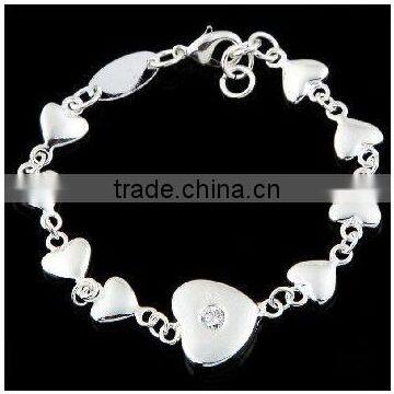 fashion silver heart link bracelet jewelry, high quality heart charm jewelry, Valentine jewelry