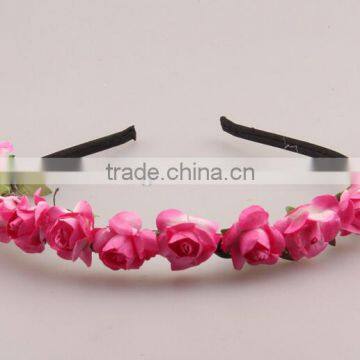 Decorated fabric flower anadem,artificial fabric rose headflower for girls hair jewelry