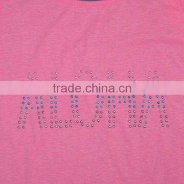 R&H Pink Macrame Tassels Cotton Casual Point Printed Girls Tank Top photo-3