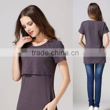Street Style Short Sleeve Nursing Clothes Solid Breastfeeding Clothing Thin Pregnant Women T-shirts