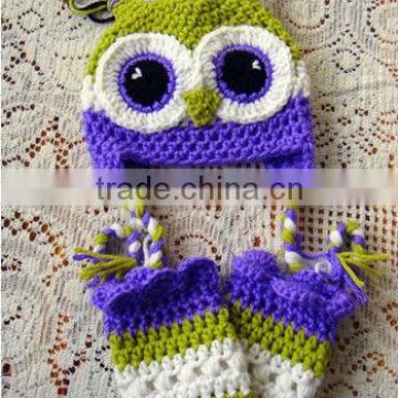 crochet owl hat leg warmer set