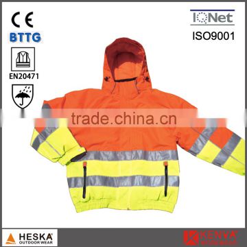 Winter hi-vis waterproof jacket men reflective tape coat