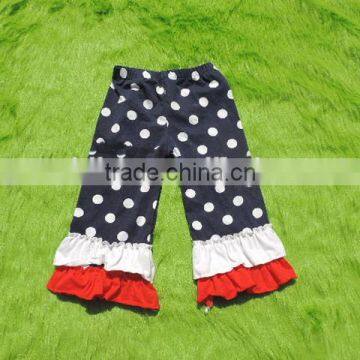 2017 Summer Wholesale Kids Boutique Pants Baby Girls Double Ruffle Polka Dot Capris