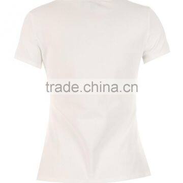 Girls 95% Cotton 5%spandex Skinny Short Sleeve Flower Printing White Tee photo-3