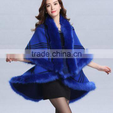 Korean version of the women's loose large size long paragraph sweater jacket cardigan double faux fox fur cloak shawl cloak