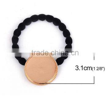 Zinc Based Alloy DIY Resin Mold For Jewelry Making Hair Ties Round Gold Plated & Black photo-2