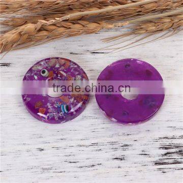Resin & Shell Mosaic Dome Seals Cabochon Round Purple photo-3