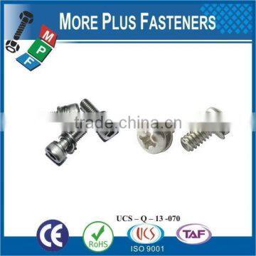 Made in Taiwan Stainless M3-0.5 x 12mm Phillips Pan Head Zinc Finish Steel Internal Tooth Washer SEMS Machine Screw