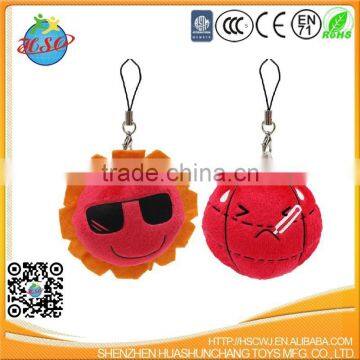 the sun and the earth shape plush keychain