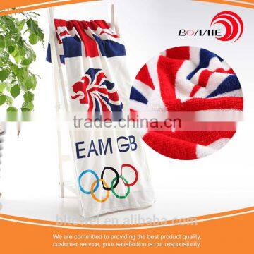 Haige promotional 100% Cotton flag printed beach towel Size 70*140CM