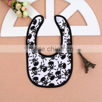 cotton fabric with peva backing alternative skull crossbones baby bib