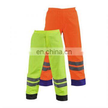 Hi-Vis Waterproof Rain Pants Made-in 300D Oxford With PU Coating Fabric