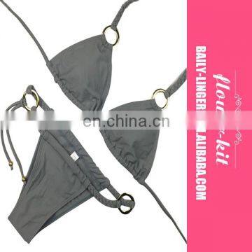 Mini Black Sexy Metal Circle Bikini Sets For Ladies