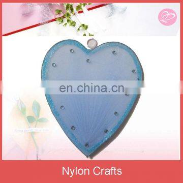 Blue heart shped nylon crafts with bead and glitter for baby bedroom decoration