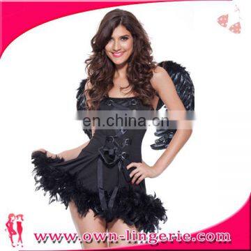 Sexy Fux Feather Black Devil Angel Woman Costume Halloween Costumes for Sale