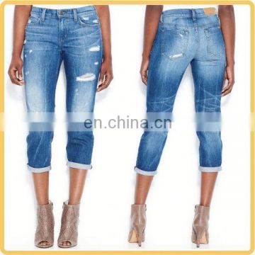 Import from China fashion design women denim capri