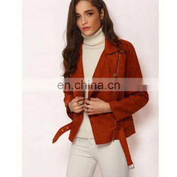 Latest Brown Long Sleeve Flight Lapel Jacket photo-3
