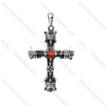 2017 ruby popular wholesale stainless steel crucifix catholic cross pendant