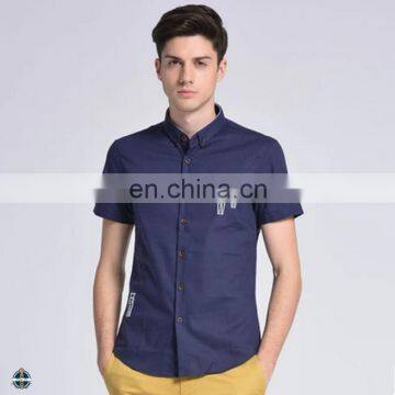 T-MSS538 Summer Custom Logo Embroidered Slim Fit Men Cotton Shirt