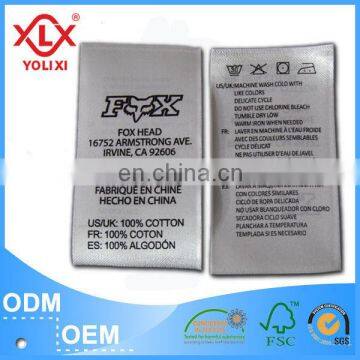 Printed size label high quality private label