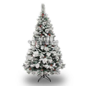 Snow Flocked White Christmas Tree with Red Pinecone xmas Tree Fake Christmas Tree