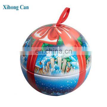 Custom printing ball shaped christmas tin box