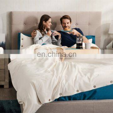 Durable 100% Cotton Antique Cream Washed Woven Bedroom Duvet Cover Set With Zipper Interior Ties