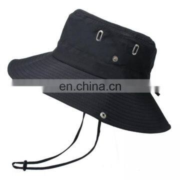 Cheap Foldable Sun Custom Bucket Hat Summer Cotton Cap Wholesale Fishing Boonie Brim Sun Safari Hat With Strings photo-2